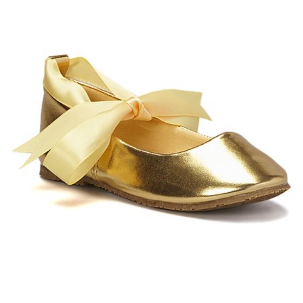 Kids Dream Gold Bow Leather flats